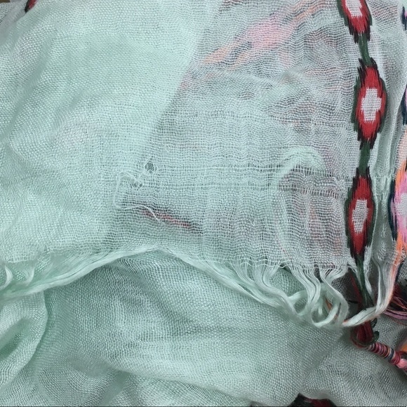 AMERICAN EAGLE Scarf Infinity Dots Neon Southwestern Embroidered Fringe Tassel - Picture 15 of 16